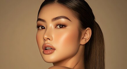 Naklejka premium Womans face with beauty portrait.