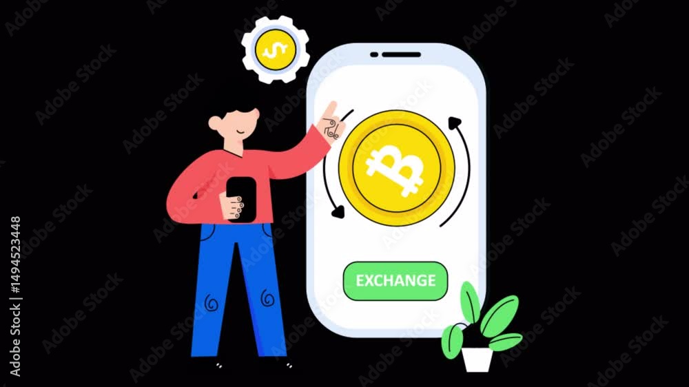 Poster cryptocurrency exchange motion graphic rendering with transparent alpha channel