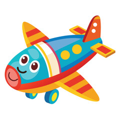 Cute Cartoon Airplane Vector Illustration — Colorful Jet Aircraft Clipart in Flat Style for Kids and Educational Designs