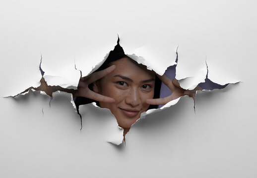 Big Crack in a White Paper Mockup