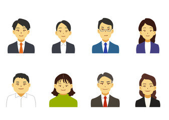 いろいろな年代のビジネスパーソンのイラストセット