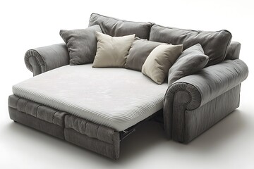 Obraz premium Luxury grey chenille sofa bed high resolution photo