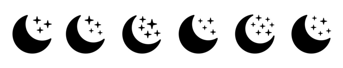 Crescent moon with stars icon. Night solid icons.