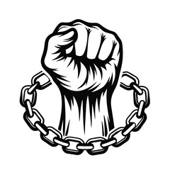 Strong Fist Punching Breaking Chain Monochrome Concept, Monochrome Design, Power Symbol