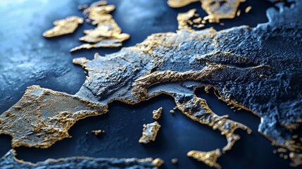 Fototapeta premium Exploring the geographical features of Europe and the UK through a close-up map.