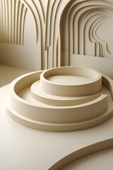 Obraz premium 3d render. Mockup display product podium stand stage. Green olive sage pink rose brown gray set background. Arch niche shelf showcase wall room. Pale pastel dusty color. Design. Minimal. Geometric. 