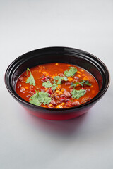 Hot soup with vegetables and seasoning