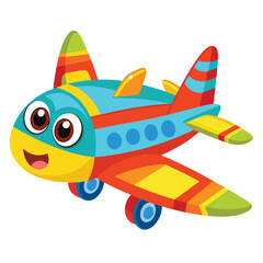 Cute Cartoon Airplane Vector Illustration — Colorful Jet Aircraft Clipart in Flat Style for Kids and Educational Designs