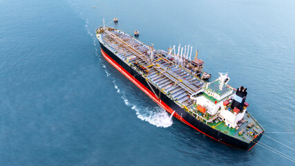 Aerial view Oil product tanker ship freight shiiping oil and gas, Global business freight shipping...