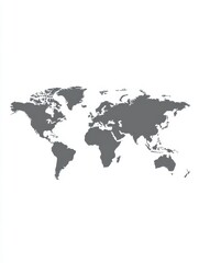 Fototapeta premium A simple, grayscale world map with muted continents and no country borders