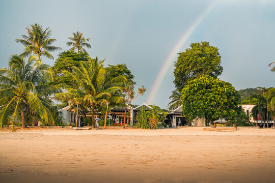 Rainbow Over a Beach Resort in Koh Lanta, Thailand