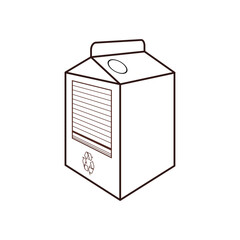 Minimalist Black and White Vector Illustration of a Milk Carton in Cartoon Style with Simple Line Art for Modern Graphic Design and Packaging Concepts