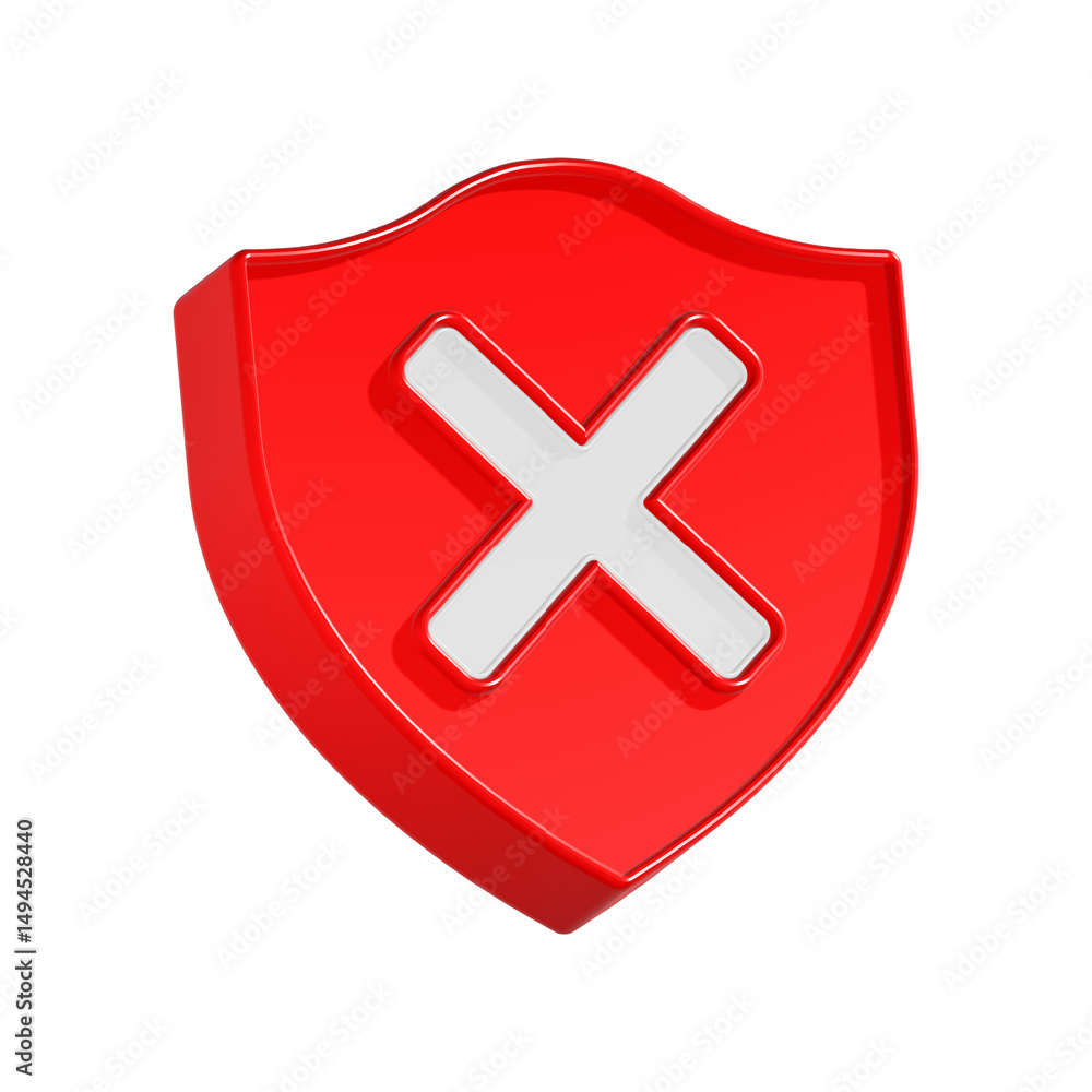 Poster cross cancel delete error symbol 3d rendering