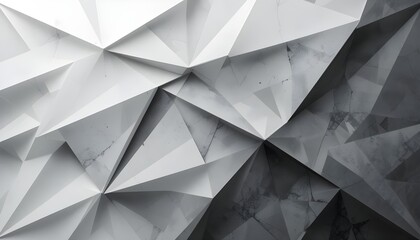 Obraz premium Abstract White and Gray Geometric Triangles Overlapping Layer Background for Modern Design Projects