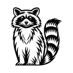 Standing Raccoon Silhouette | Wildlife Mammal with Stripped Tail in Detailed Style