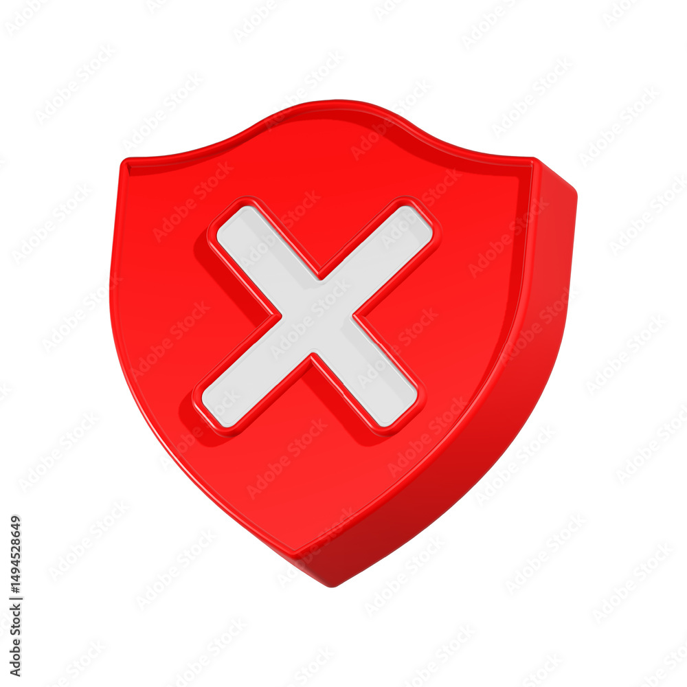 Poster cross cancel delete error symbol 3d rendering