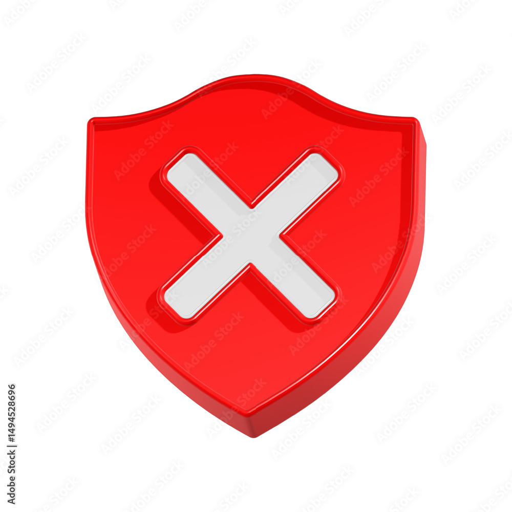Poster cross cancel delete error symbol 3d rendering