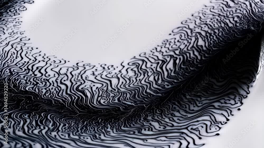 Poster abstract curved shape with detailed lines and flowing design elements creates a visually compelling 