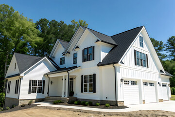 Stunning Modern Farmhouse Exterior Elegant White Board and Batten Home