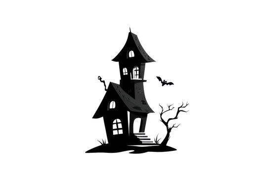 PNG Gothic haunted house with bats and tree at night