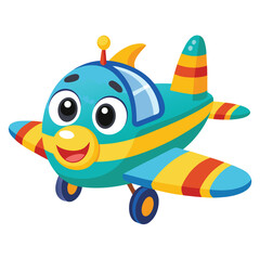 Cute Cartoon Airplane Vector Illustration — Colorful Jet Aircraft Clipart in Flat Style for Kids and Educational Designs
