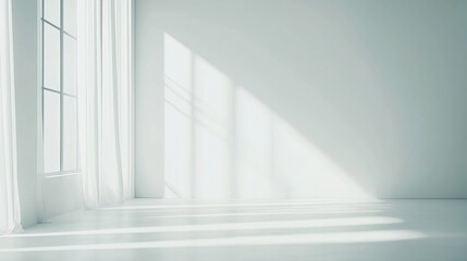 Obraz premium Bright minimalist living room with clean modern furniture and soft natural light, embodying serene Scandinavian simplicity.