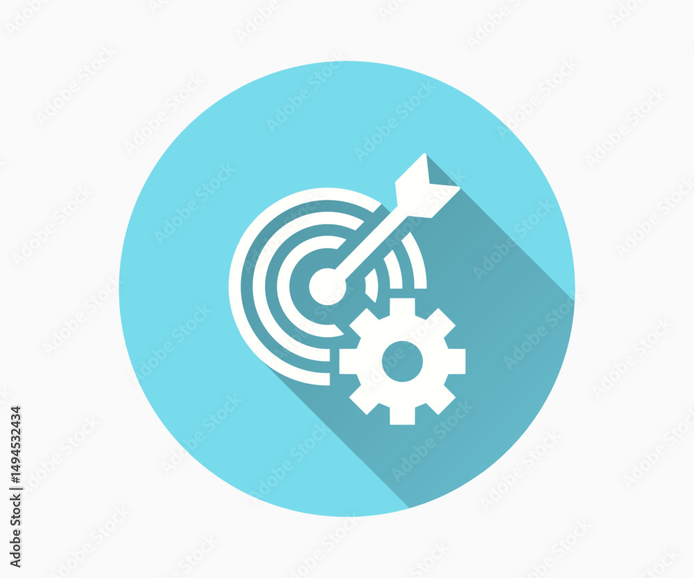 Poster target optimization flat icon. simple illustration with long shadow for graphic and web design.