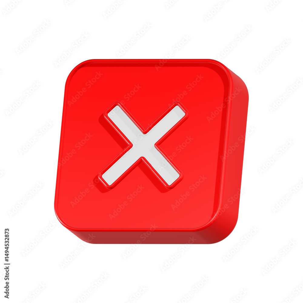 Poster cross cancel delete error symbol 3d rendering