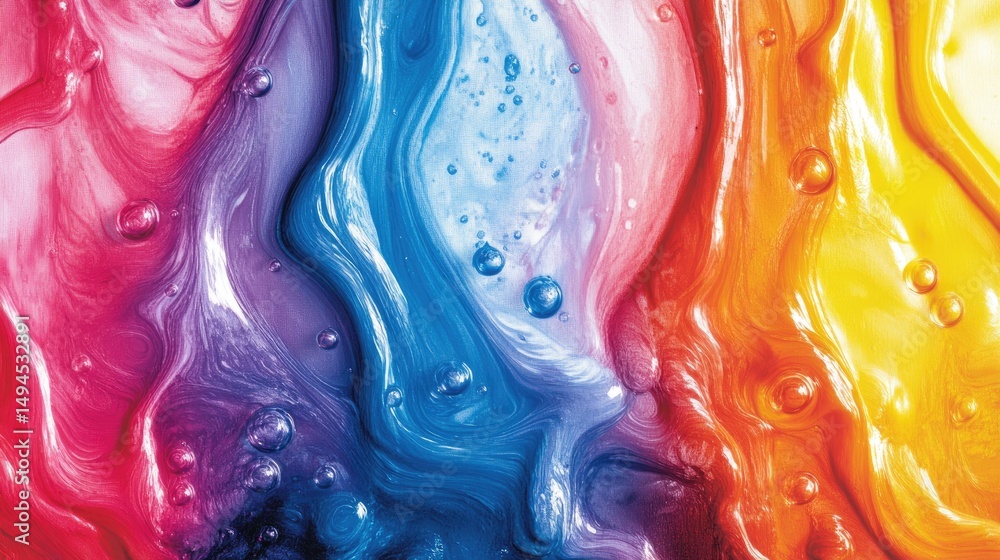 Poster vibrant abstract pattern of flowing colors and shapes.