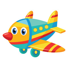 Cute Cartoon Airplane Vector Illustration — Colorful Jet Aircraft Clipart in Flat Style for Kids and Educational Designs