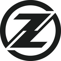 Minimalist logo design featuring an abstract letter z in a circular frame