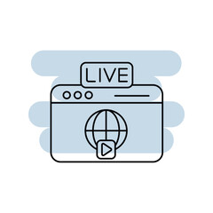 World  line icon with white background vector stock illustration