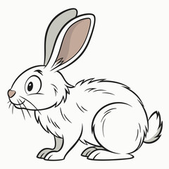 Charming Cartoon Rabbit Cute White Bunny with Fluffy Fur and Playful Expression Art 84