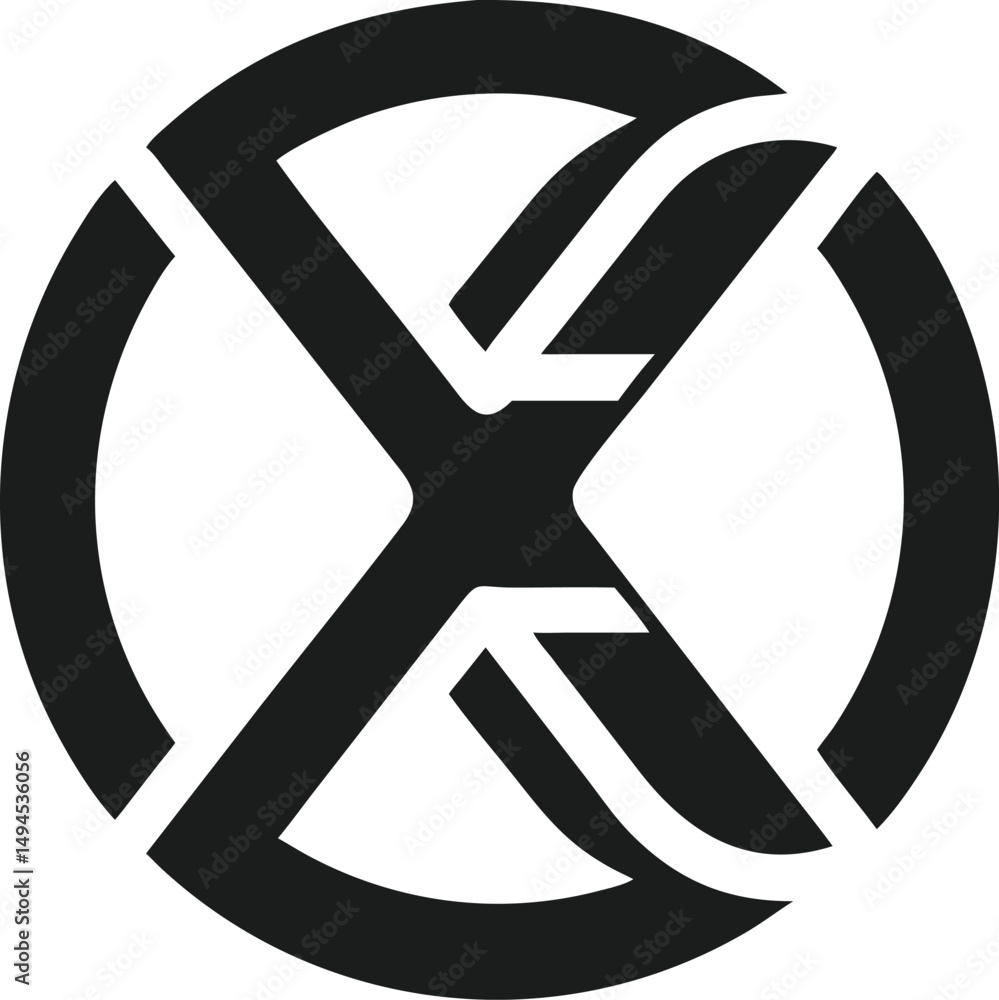 Poster modern minimalist logo design featuring abstract letter x in a circle with transparency