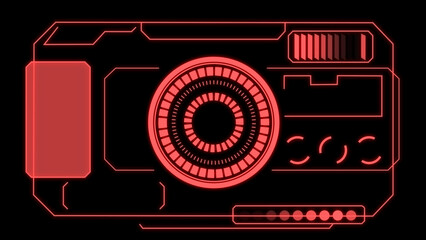 Technology Hud Security Camera for information call box bars, business, industry, and news channels. Digital Security HUD futuristic background. Technology cool designed HUD.