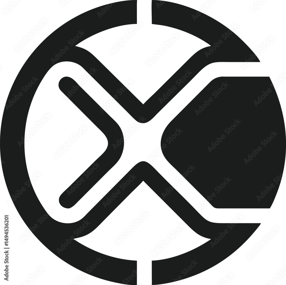 Poster minimalist logo design with abstract letter x enclosed within a circle