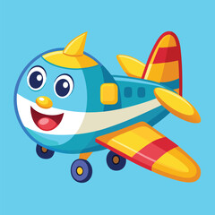 Cute Cartoon Airplane Vector Illustration — Colorful Jet Aircraft Clipart in Flat Style for Kids and Educational Designs