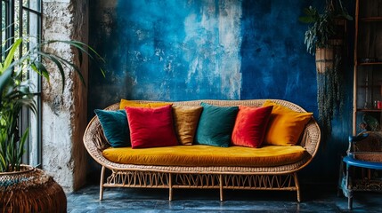 Cozy corner with a vibrant color palette