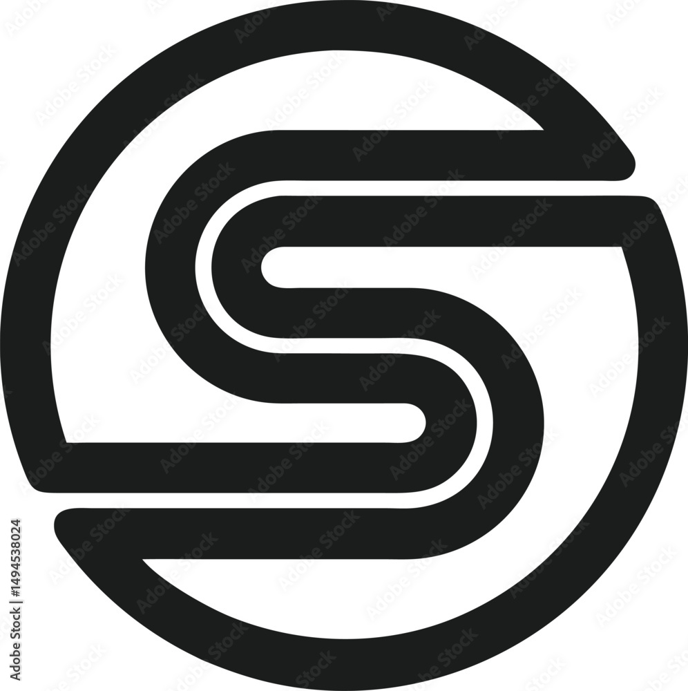 Poster minimalist logo design featuring abstract letter s within a circular shape