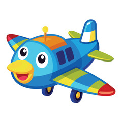Cute Cartoon Airplane Vector Illustration — Colorful Jet Aircraft Clipart in Flat Style for Kids and Educational Designs