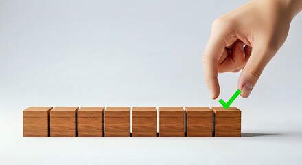 Task Completion Visualized: Hand Adding Final Checkmark to Progress Bar