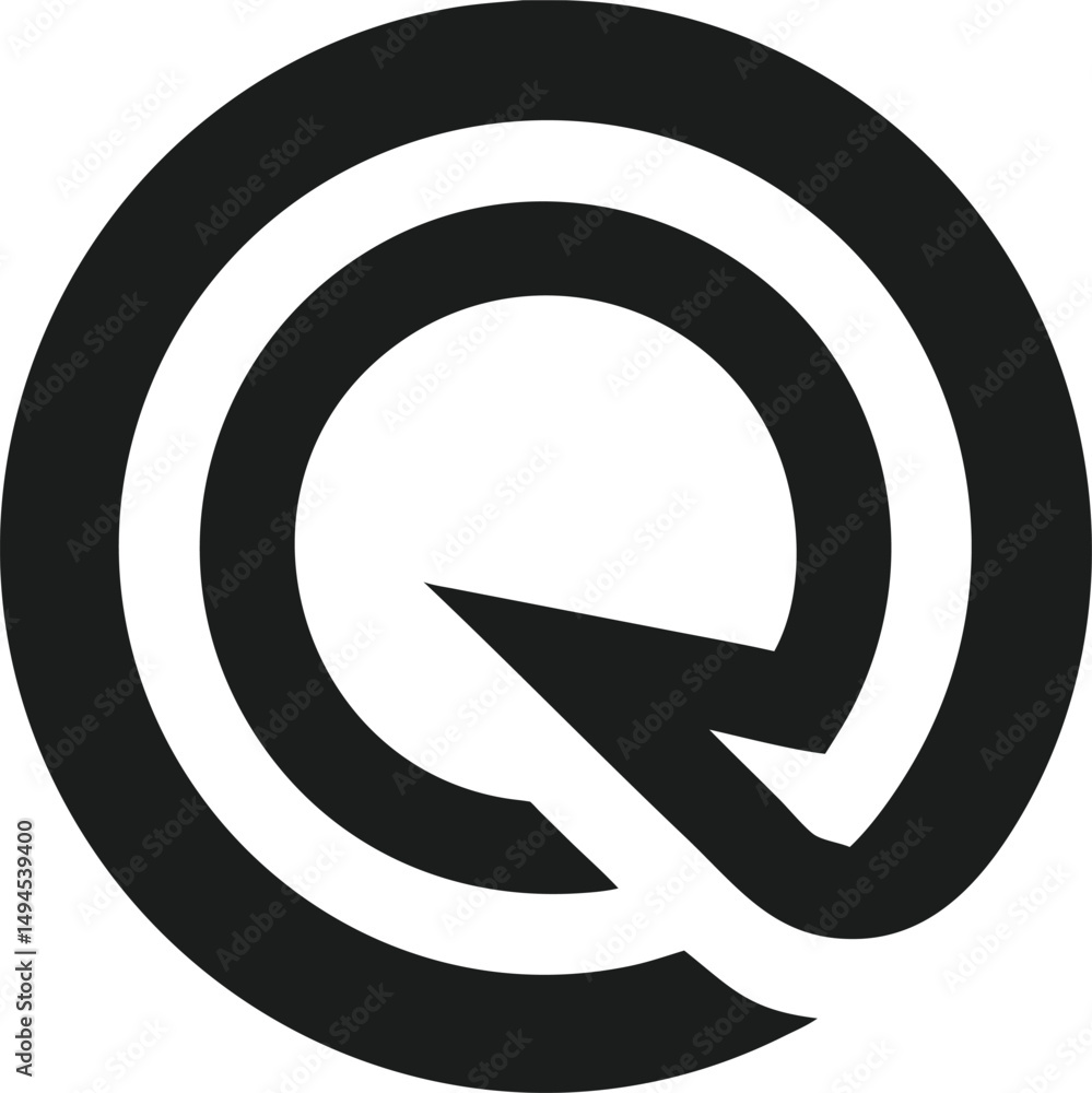 Poster minimalist abstract logo design with the letter q in a circular shape