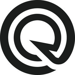 Minimalist abstract logo design with the letter q in a circular shape