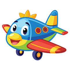 Cute Cartoon Airplane Vector Illustration — Colorful Jet Aircraft Clipart in Flat Style for Kids and Educational Designs