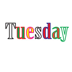 Style Tuesday Word in design and White Colour Background in design 