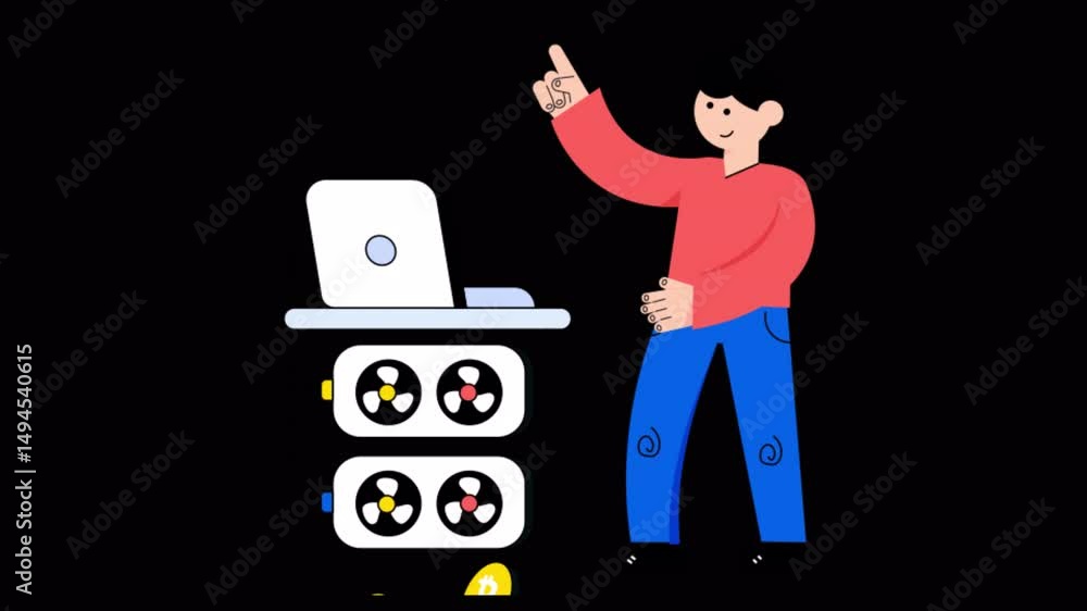 Poster mining farm motion graphic rendering with transparent alpha channel