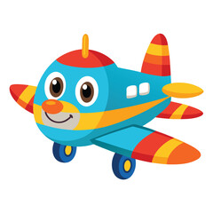 Cute Cartoon Airplane Vector Illustration — Colorful Jet Aircraft Clipart in Flat Style for Kids and Educational Designs
