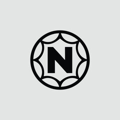 Abstract n letter logo within a circle decorative design for branding