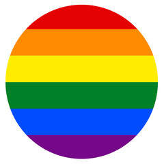 LGBTQ rainbow flag as round icon for gay pride month