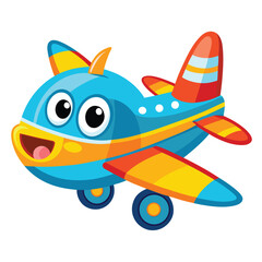 Cute Cartoon Airplane Vector Illustration — Colorful Jet Aircraft Clipart in Flat Style for Kids and Educational Designs